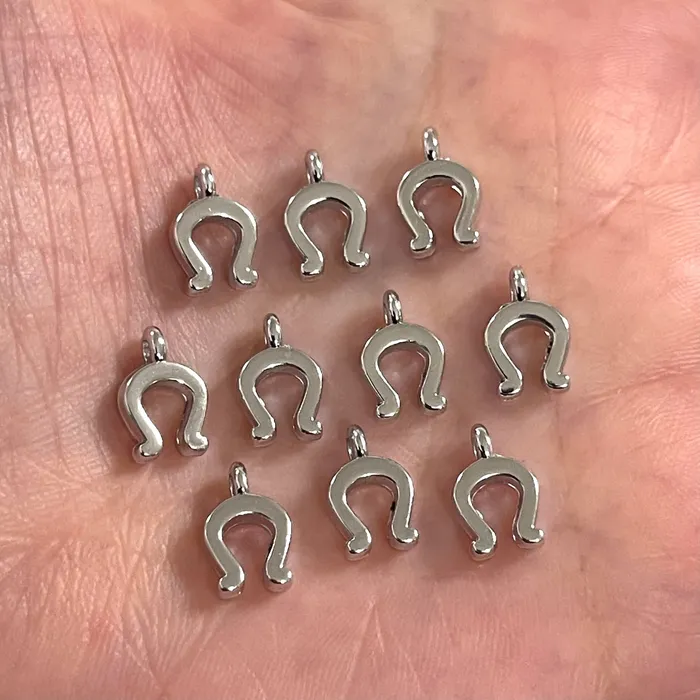 Earrings Peppy Beads Silver Plated Horse Shoe Charms 10 pcs in a pack