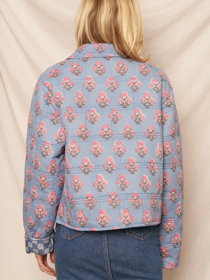 En Creme Reversible Floral Checkered Jacket Rings