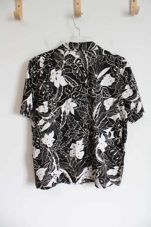 Erika Rings Erika Black Tropical Print Vintage Top M