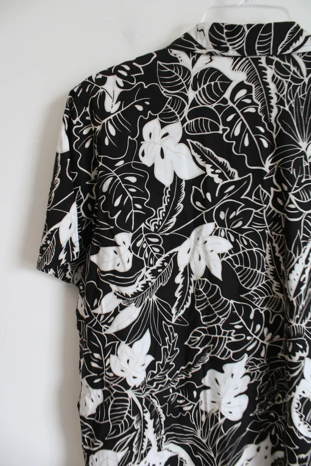 Erika Rings Erika Black Tropical Print Vintage Top M