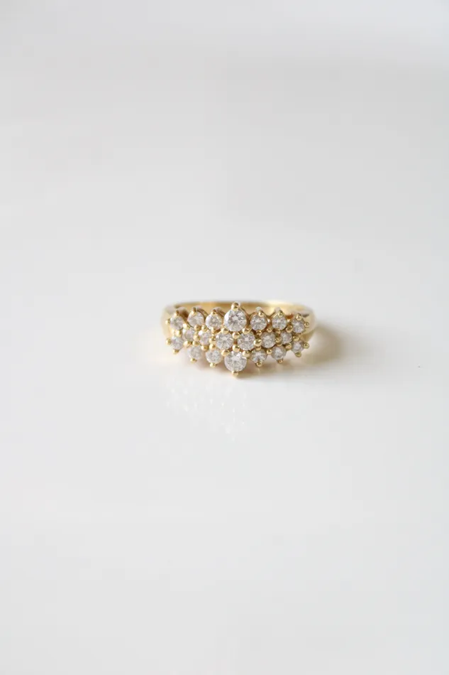 Jubilee Thrift Cubic Zirconia Cluster 14KT Yellow Gold Ring Size 8 Rings
