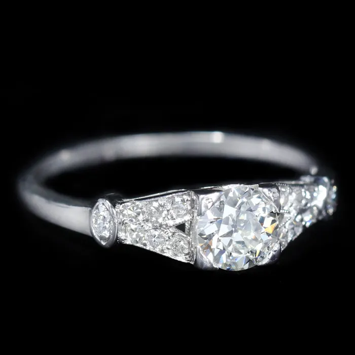 Rings Primative Gemstone Art Deco Platinum 042 Carat Diamond Engagement Ring