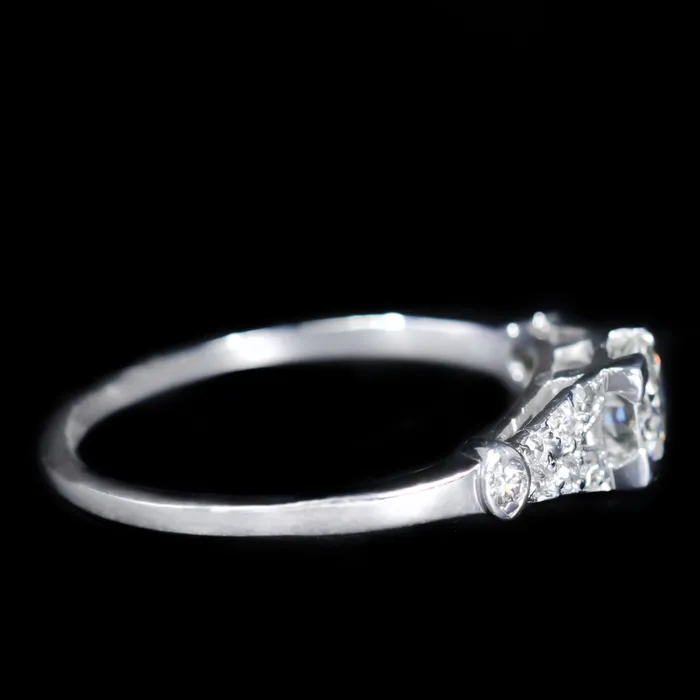 Rings Primative Gemstone Art Deco Platinum 042 Carat Diamond Engagement Ring