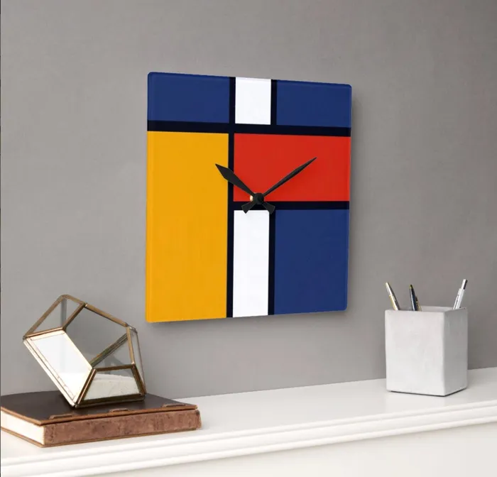 ZAZZLE Rings Clock Mondrian Design