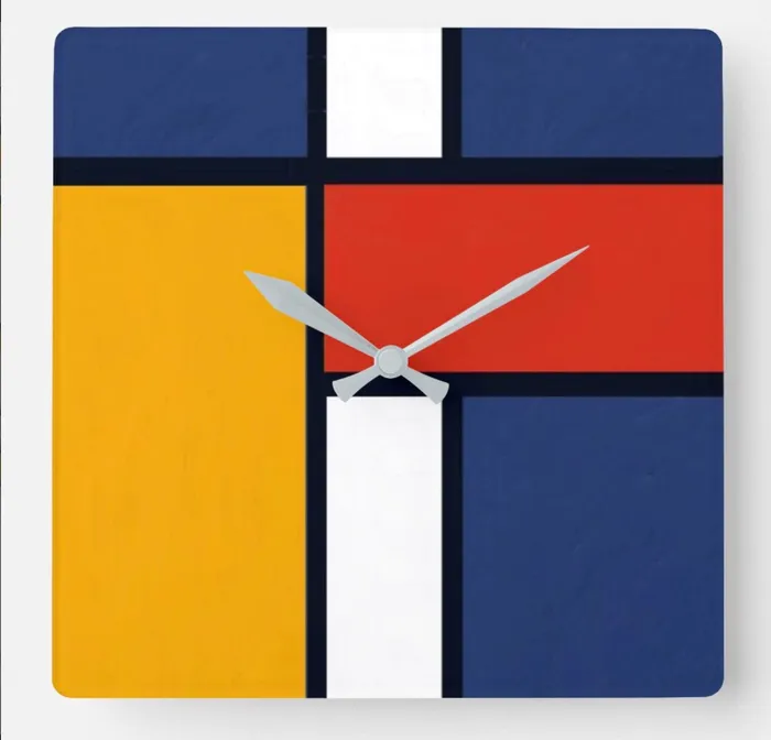 ZAZZLE Rings Clock Mondrian Design