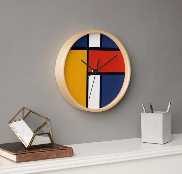 ZAZZLE Rings Clock Mondrian Design