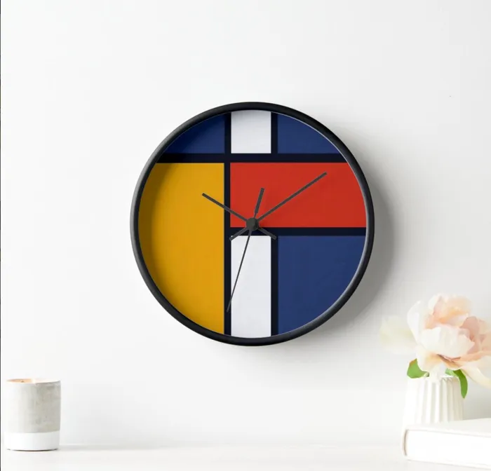 ZAZZLE Rings Clock Mondrian Design