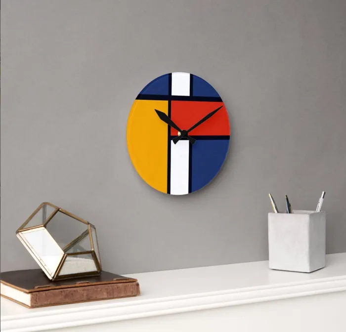 ZAZZLE Rings Clock Mondrian Design
