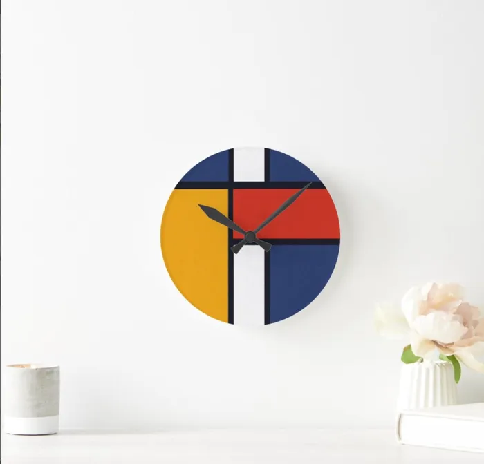 ZAZZLE Rings Clock Mondrian Design