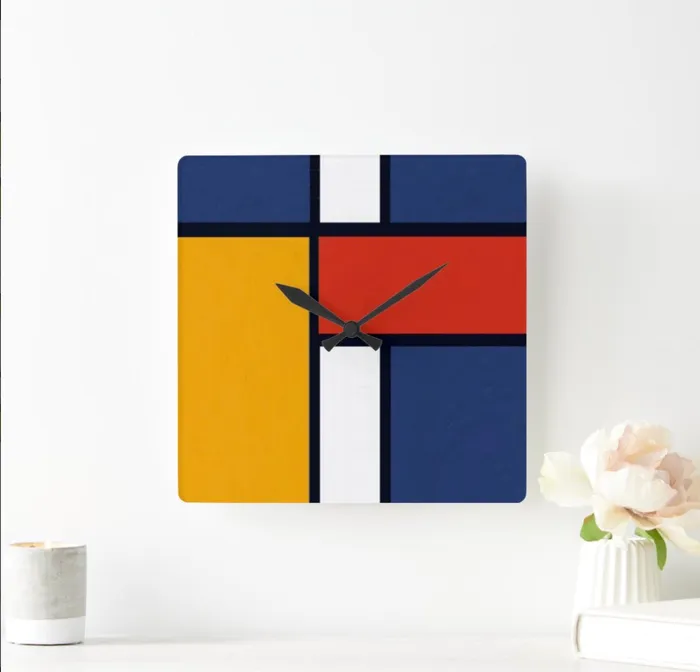 ZAZZLE Rings Clock Mondrian Design