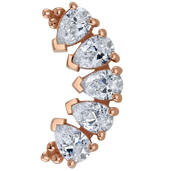 Body Vision BVLA Earrings 5 Gem Pear Panaraya Threaded End in Gold with DIAMONDS