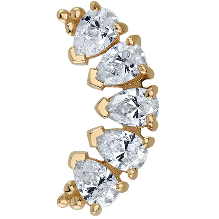Body Vision BVLA Earrings 5 Gem Pear Panaraya Threaded End in Gold with DIAMONDS