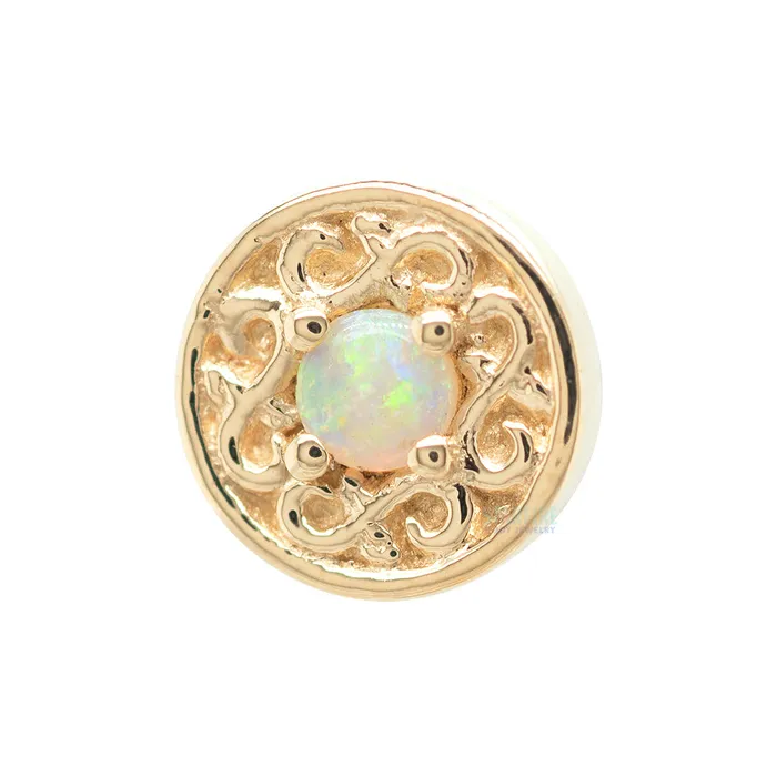 Body Vision BVLA threadless Elizabeth Pin in Gold with Genuine White Opal Earrings