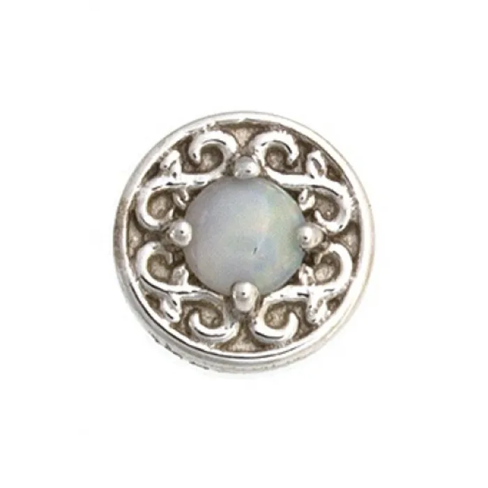 Body Vision BVLA threadless Elizabeth Pin in Gold with Genuine White Opal Earrings