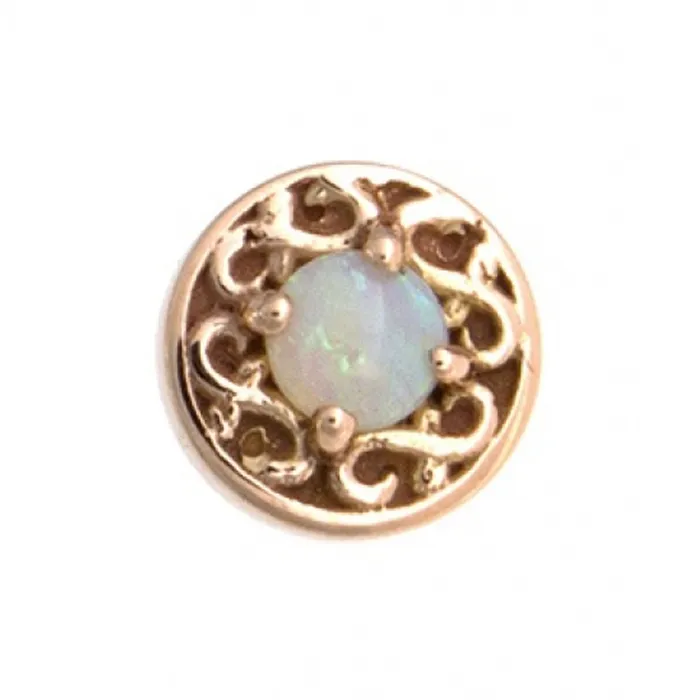 Body Vision BVLA threadless Elizabeth Pin in Gold with Genuine White Opal Earrings