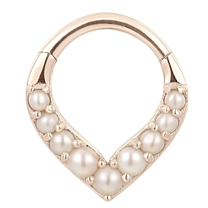 Buddha Jewelry Organics Rings Rise Shine Hinge Ring Clicker in Gold with Pearls Buddha Jewelry Organics Rings Rise Shine Hinge Ring Clicker in Gold with Pearls