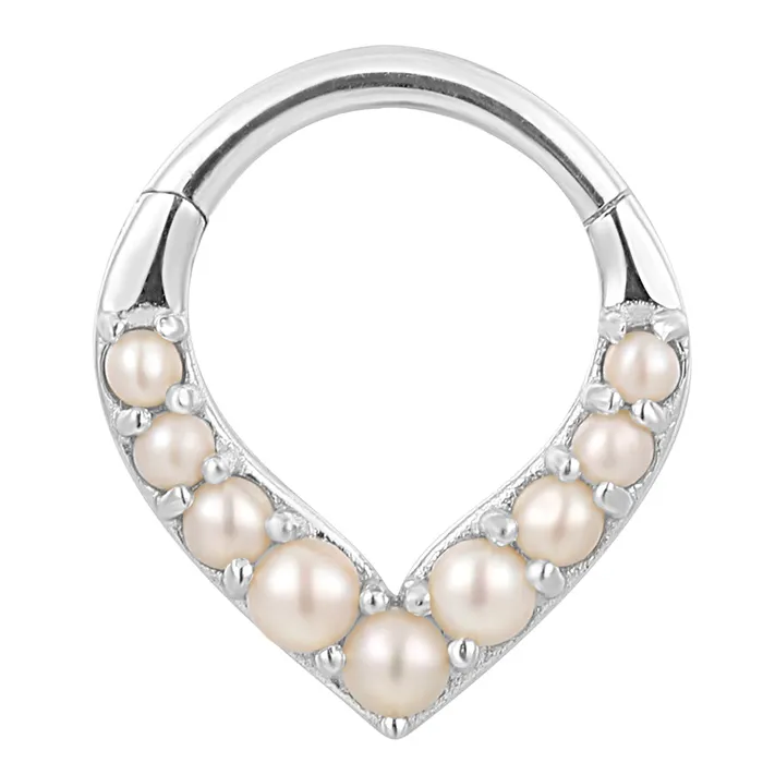 Buddha Jewelry Organics Rings Rise Shine Hinge Ring Clicker in Gold with Pearls