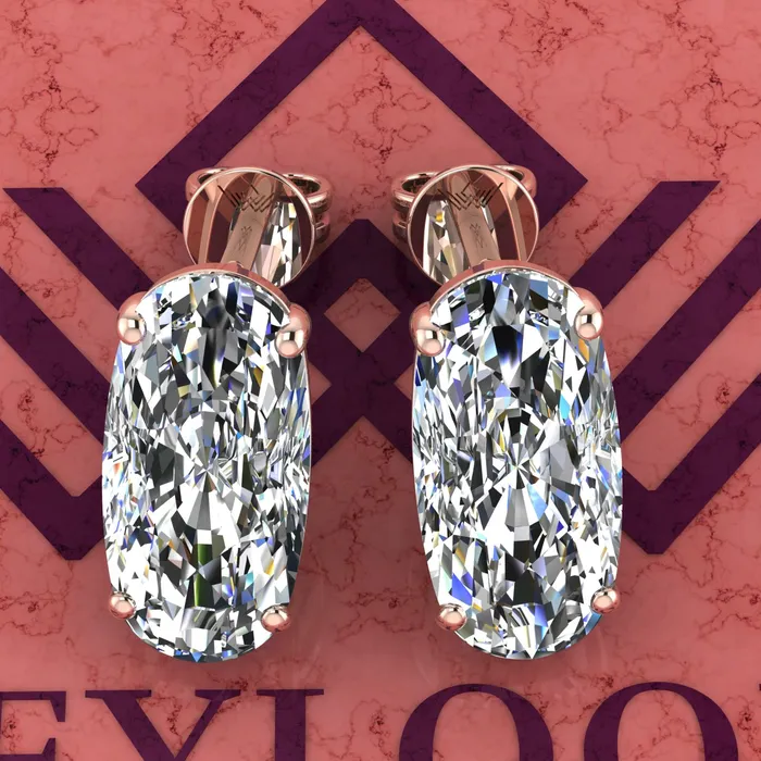 Earrings Leyloon Jewelry 7 CT x2 Elongated Cushion Cut Stud Basket Moissanite Earring