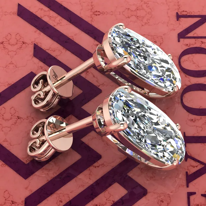 Earrings Leyloon Jewelry 7 CT x2 Elongated Cushion Cut Stud Basket Moissanite Earring