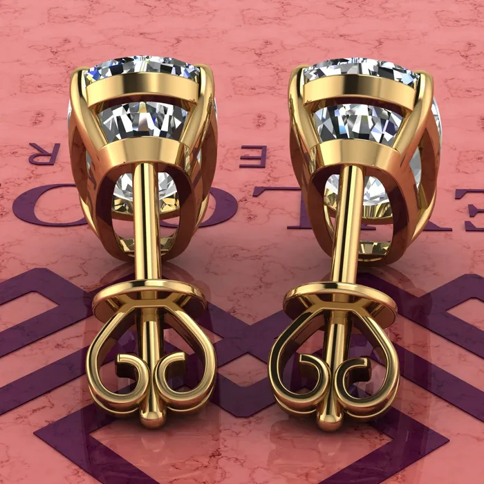 Earrings Leyloon Jewelry 7 CT x2 Elongated Cushion Cut Stud Basket Moissanite Earring