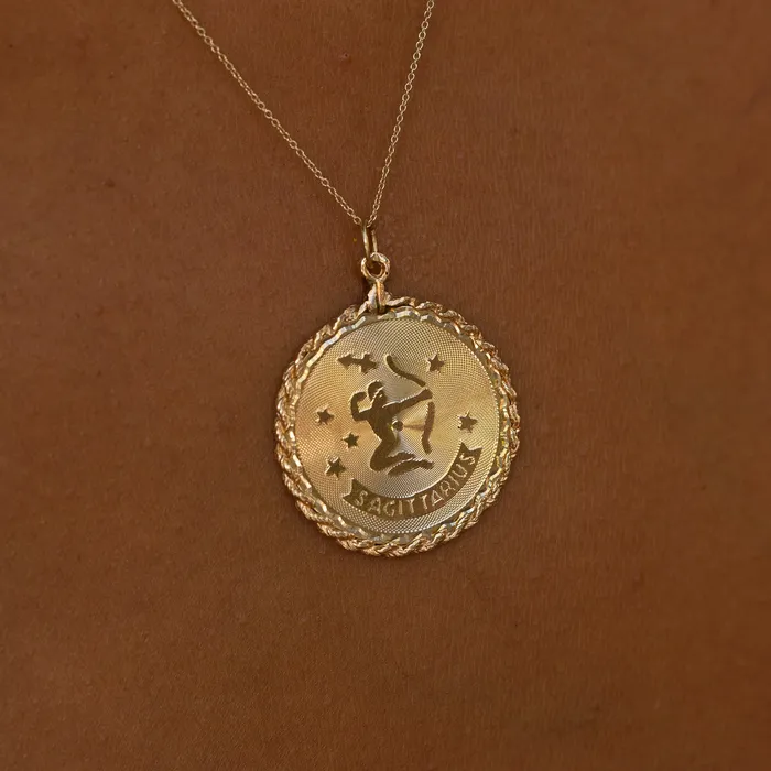 Earrings Vintage Sagittarius 14k Gold Zodiac Charm