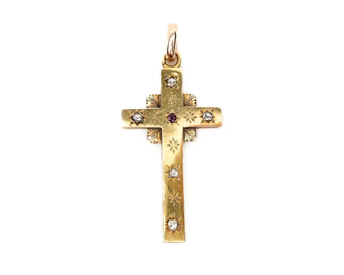 Isadoras A Necklaces Victorian Ruby Diamond Cross Isadoras A Necklaces Victorian Ruby Diamond Cross