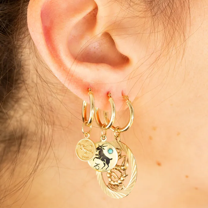 Long Hair Cat 14K Gold Charm Vintage Earrings