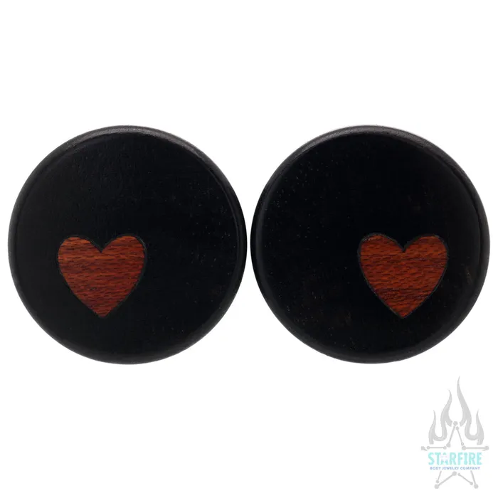 Necklaces Omerica Organic Side Heart Wood Inlay Plugs