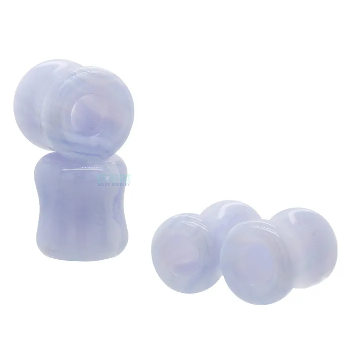 Oracle Body Jewelry Stone Double Flare Eyelets Blue Lace Agate Rings