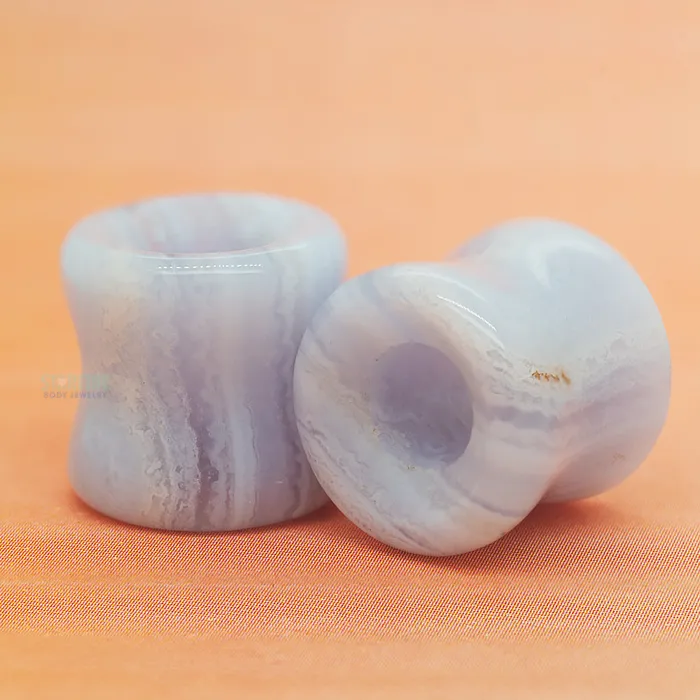 Oracle Body Jewelry Stone Double Flare Eyelets Blue Lace Agate Rings