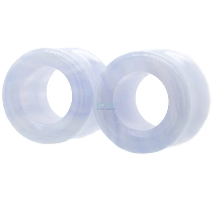 Oracle Body Jewelry Stone Double Flare Eyelets Blue Lace Agate Rings