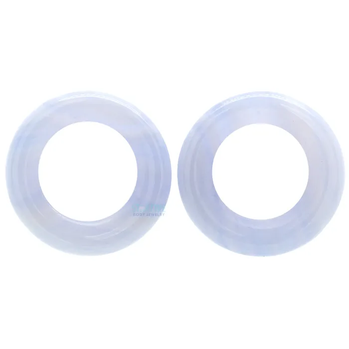 Oracle Body Jewelry Stone Double Flare Eyelets Blue Lace Agate Rings