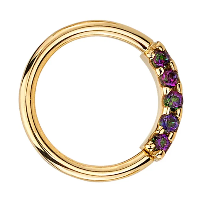 Rings Body Vision BVLA Blaze 5 Seam Ring in Gold with Mystic Topaz