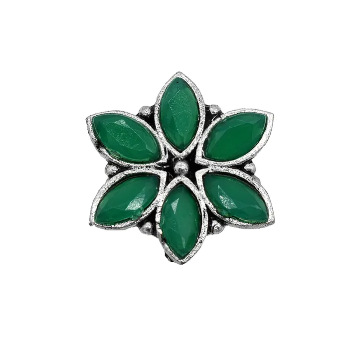 Teejh Rings Ageless Green Stone Silver Ring