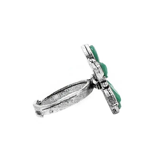 Teejh Rings Ageless Green Stone Silver Ring