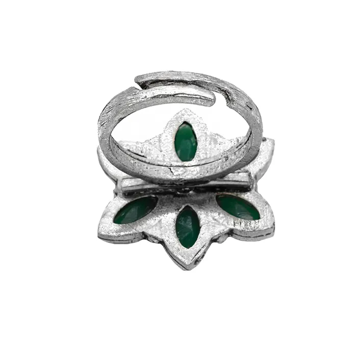 Teejh Rings Ageless Green Stone Silver Ring