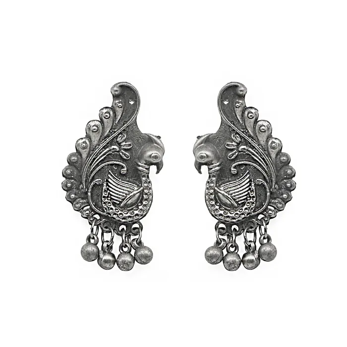 Teejh Suhani Peacock Silver Oxidised Necklace Set Teejh Necklaces Teejh Suhani Peacock Silver Oxidised Necklace Set Teejh Necklaces