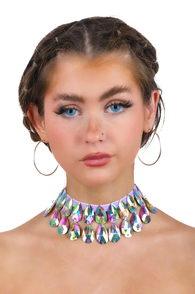THE LUMI SHOP Lilac Iridescent Gem Necklace Necklaces THE LUMI SHOP Lilac Iridescent Gem Necklace Necklaces
