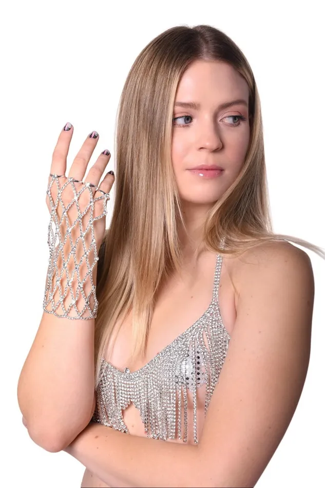 THE LUMi SHOP Rings Silver Rhinestone Hand Glove