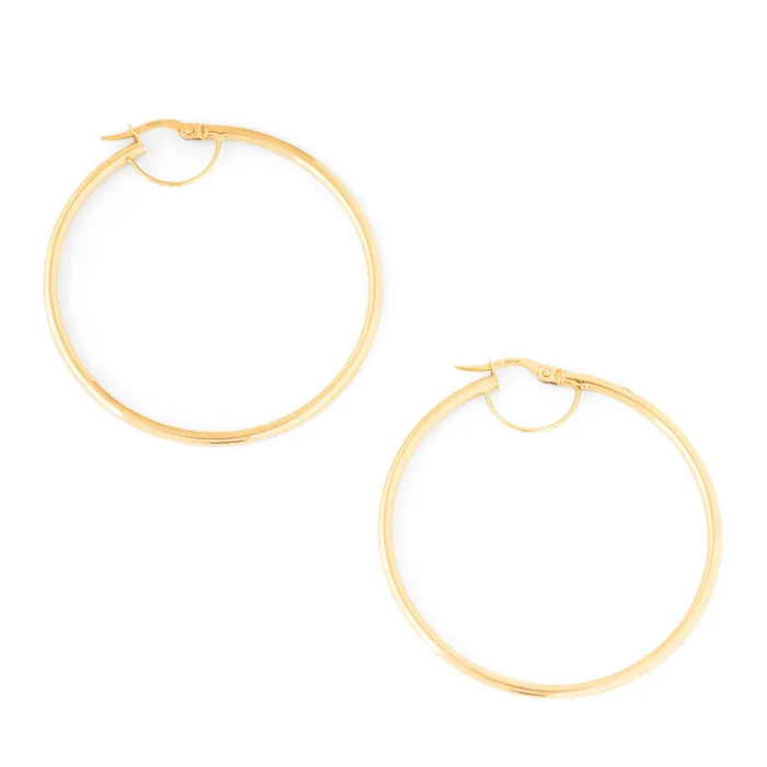 Vintage Large Italian 14k Gold Hoops Earrings