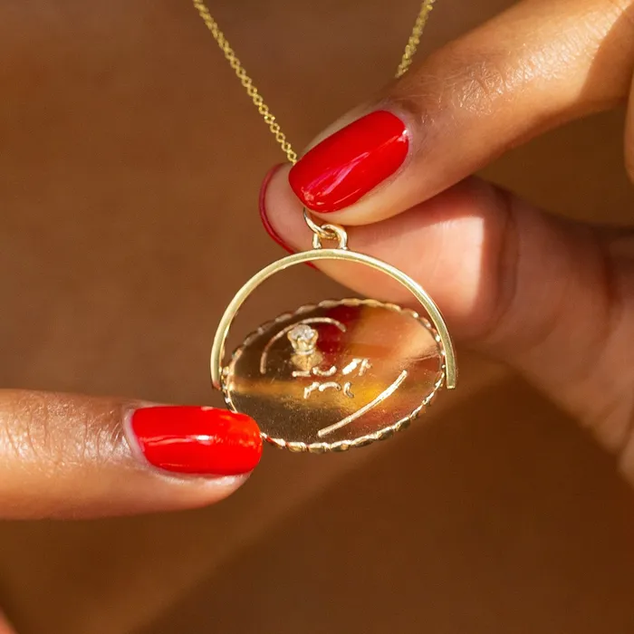 Vintage Necklaces Large 14k Gold Diamond Sapphire and Ruby I LOVE YOU Spinning Charm