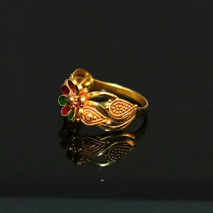 22karat yellow gold handmade ring fabulous filigree work band unisex ring from rajasthan india ring11 TRIBAL ORNAMENTS Rings