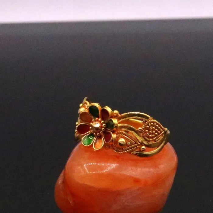 22karat yellow gold handmade ring fabulous filigree work band unisex ring from rajasthan india ring11 TRIBAL ORNAMENTS Rings