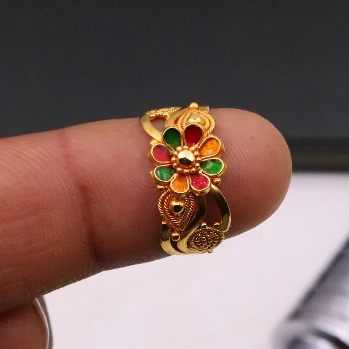 22karat yellow gold handmade ring fabulous filigree work band unisex ring from rajasthan india ring11 TRIBAL ORNAMENTS Rings