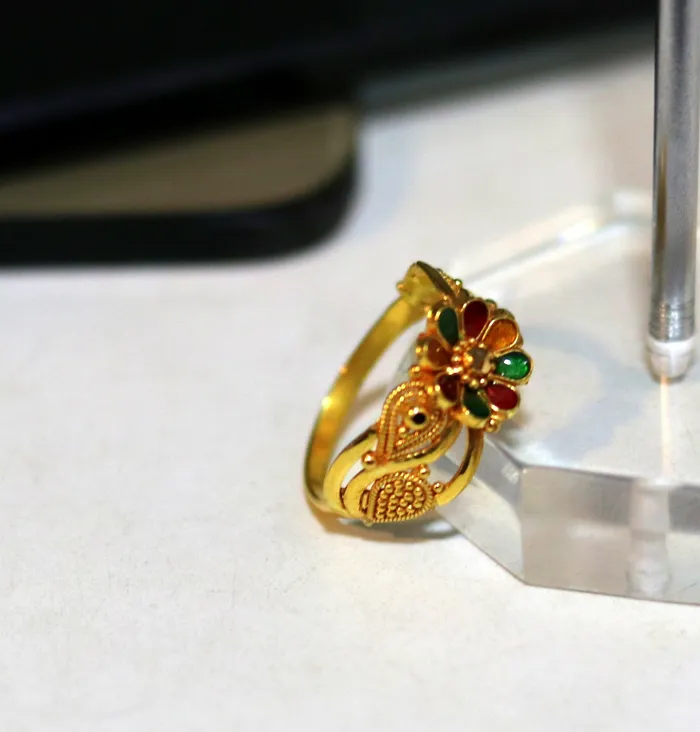 22karat yellow gold handmade ring fabulous filigree work band unisex ring from rajasthan india ring11 TRIBAL ORNAMENTS Rings