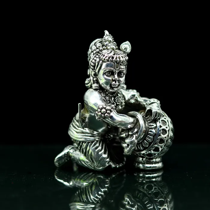 925 Sterling silver customized Idol Krishna Bal Gopal statue figurine Makkhan Gopal sculpture home temple utensil silver article su227 TRIBAL ORNAMENTS Rings 925 Sterling silver customized Idol Krishna Bal Gopal statue figurine Makkhan Gopal sculpture home temple utensil silver article su227 TRIBAL ORNAMENTS Rings
