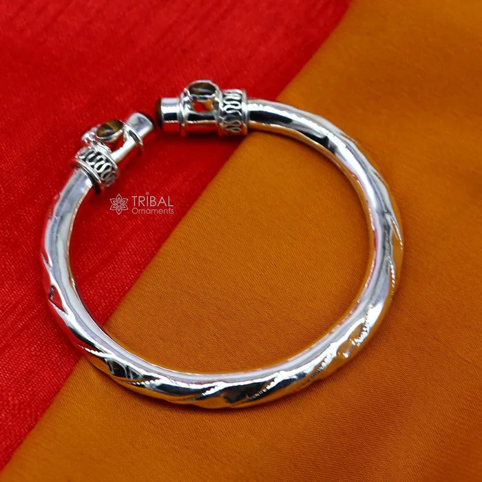 925 sterling silver fabulous tiger eyes stone handmade bangle bracelet kada unisex customized trendy stylish jewelry from india nsk715 TRIBAL ORNAMENTS Bracelets