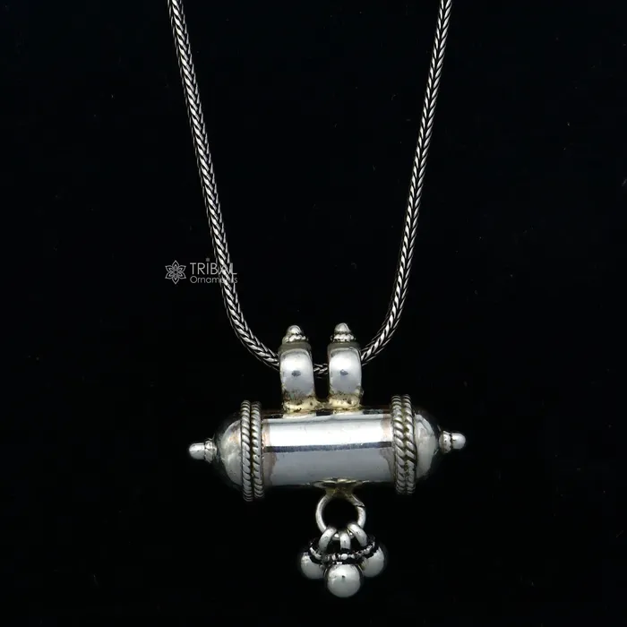 925 Sterling silver handmade vintage customized design amulet pendant box pendant container pendant mantra box silver tabiz nsp850 TRIBAL ORNAMENTS Necklaces