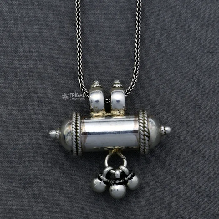 925 Sterling silver handmade vintage customized design amulet pendant box pendant container pendant mantra box silver tabiz nsp850 TRIBAL ORNAMENTS Necklaces