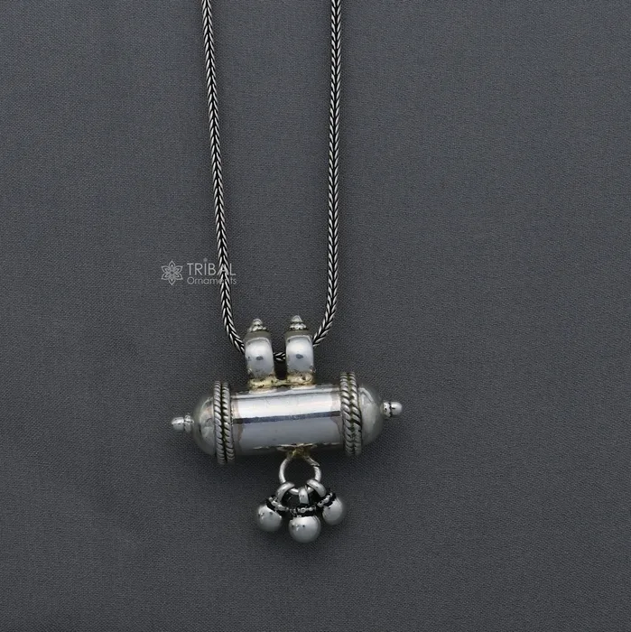 925 Sterling silver handmade vintage customized design amulet pendant box pendant container pendant mantra box silver tabiz nsp850 TRIBAL ORNAMENTS Necklaces